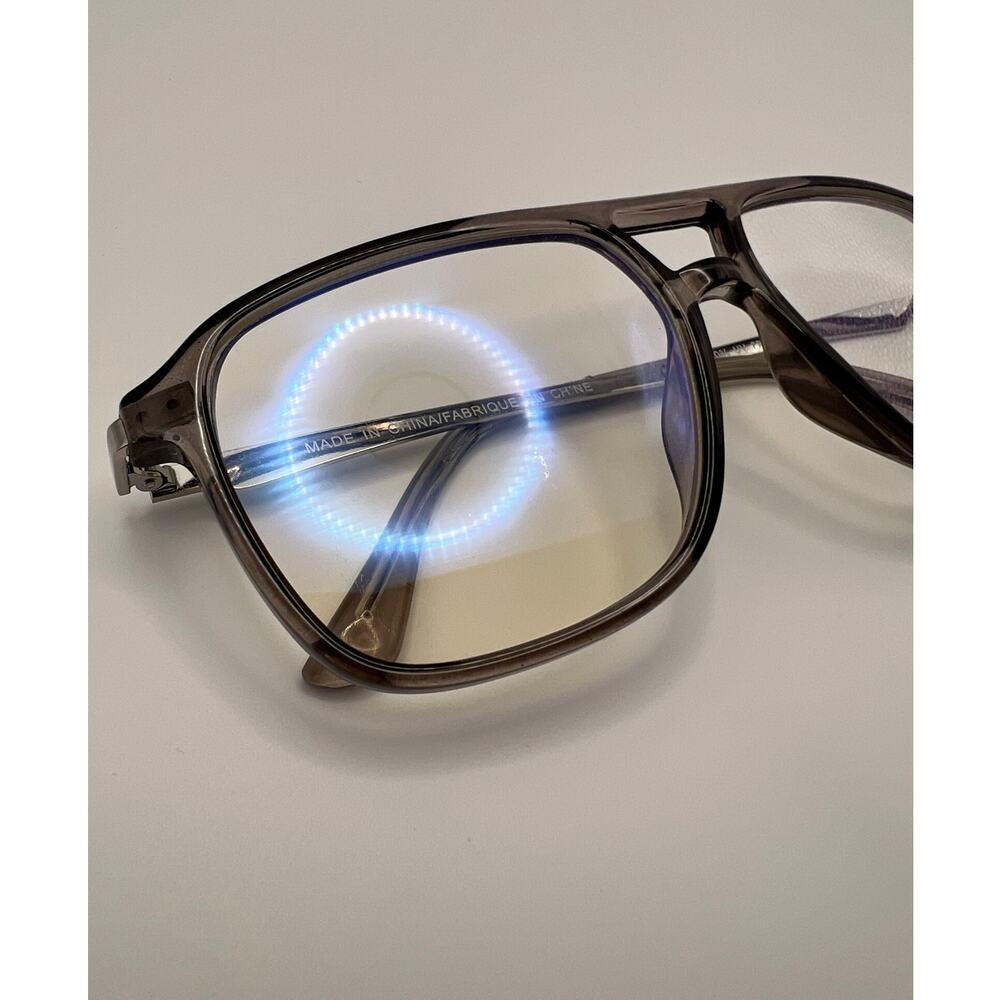 Baylor Aviator Glasses Clear Gray Frames Blue Light Blocking Eyeglasses New - Picture 2 of 6